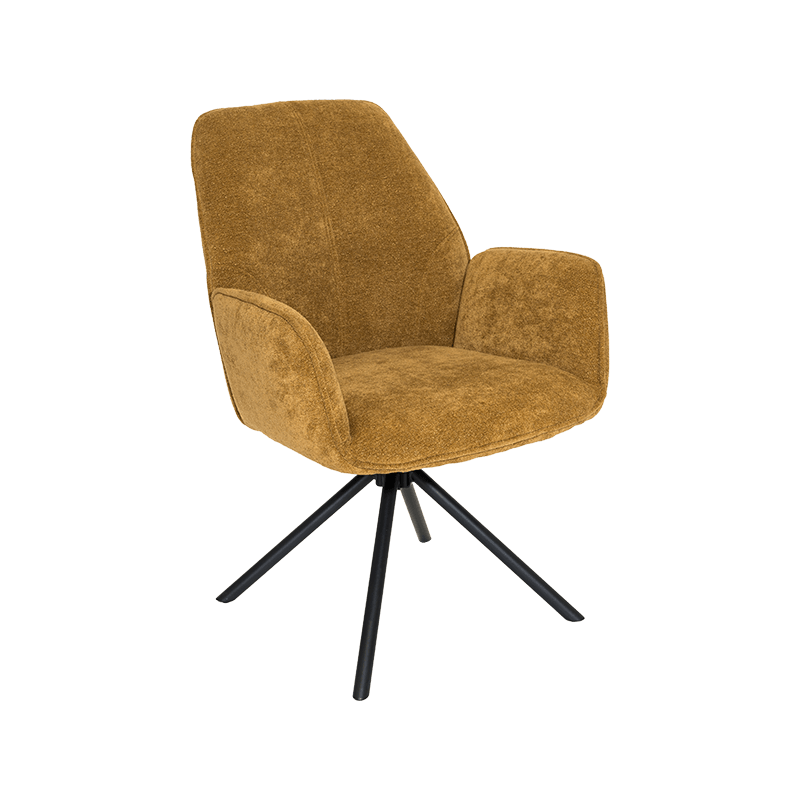 360 ° Swivel Fabric Dining Stol med stålramme og polstret møbeltrekk