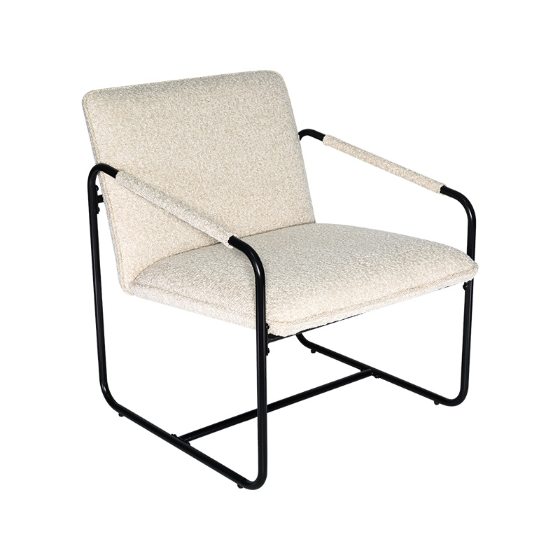 Boucle eller Corduroy Fabric Steel Office Lounge Stol/aksentstol/armstol polstret sete og rygg